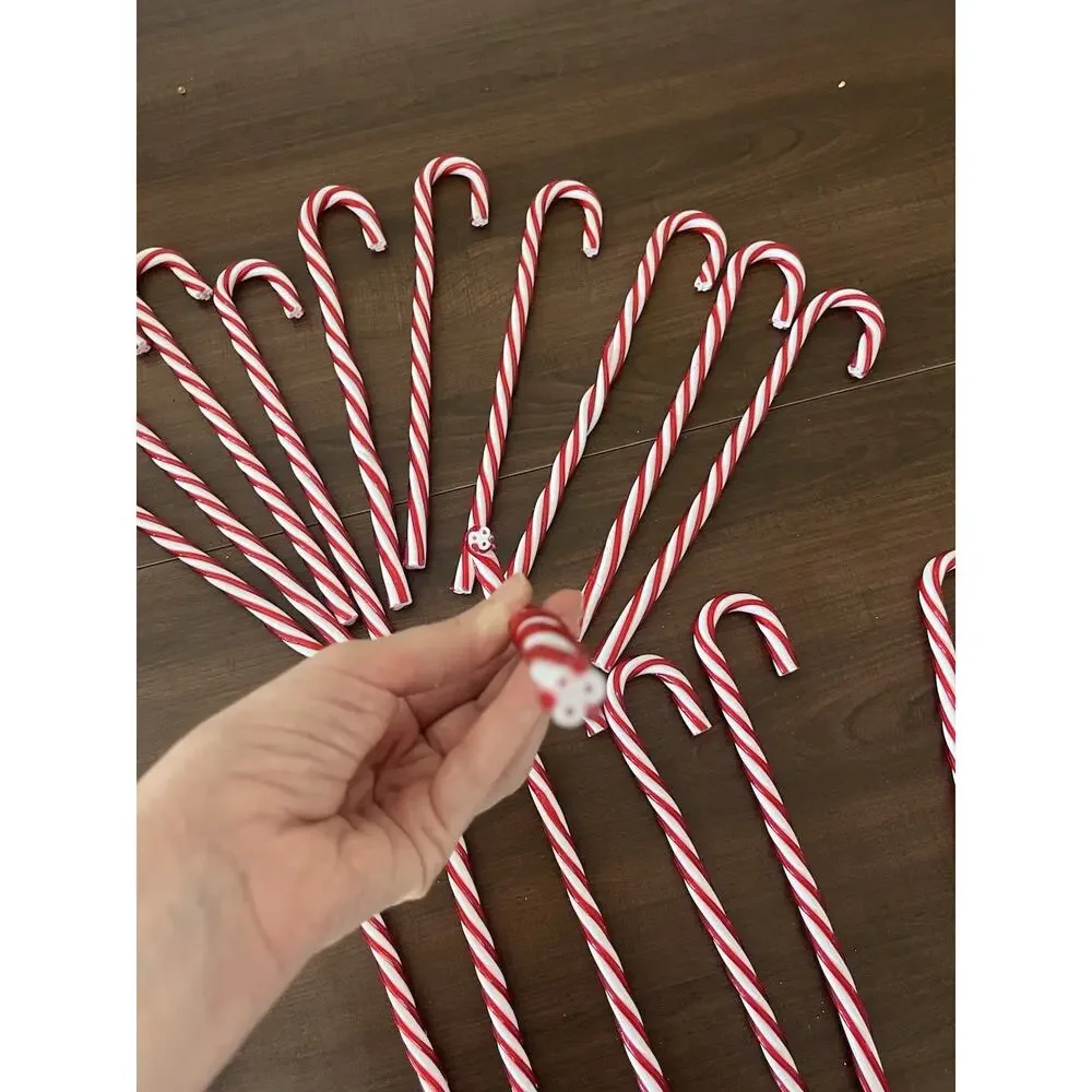 Vintage 17 Christmas Twisted Large Candy Canes Red And White Sturdy Plastic